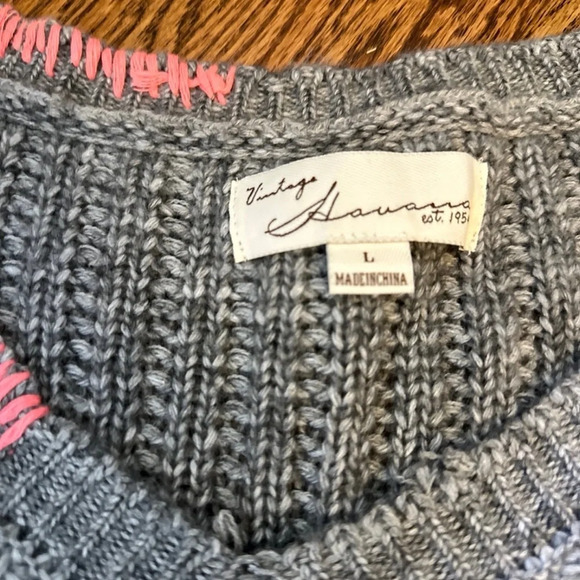 Vintage  Havana Gray Sweater with‎ Pink Stitching - Picture 2 of 6